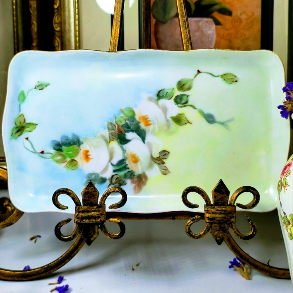 Antique tray, Art Nouveau Reinhold Schlegelmilch Tillowitz RS Germany. Unique, h